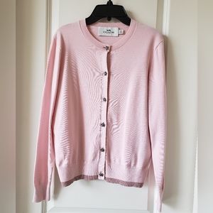 Coach Blush Pink Cardigan Tea Rose Buttons Womens Size XS